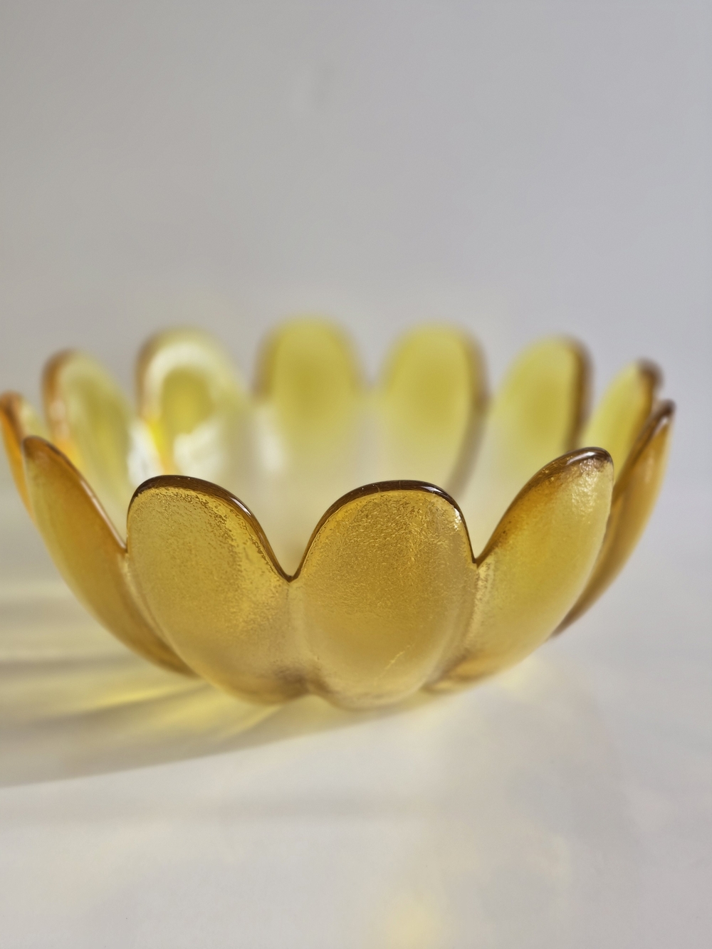 Vintage Indiana Glass Yellow Lotus Petal Serving Bowl Salad Bowl